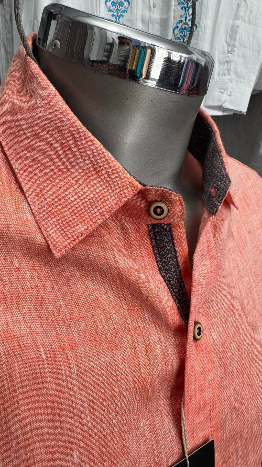 Camisa Color Naranja Jaspe 100% lino