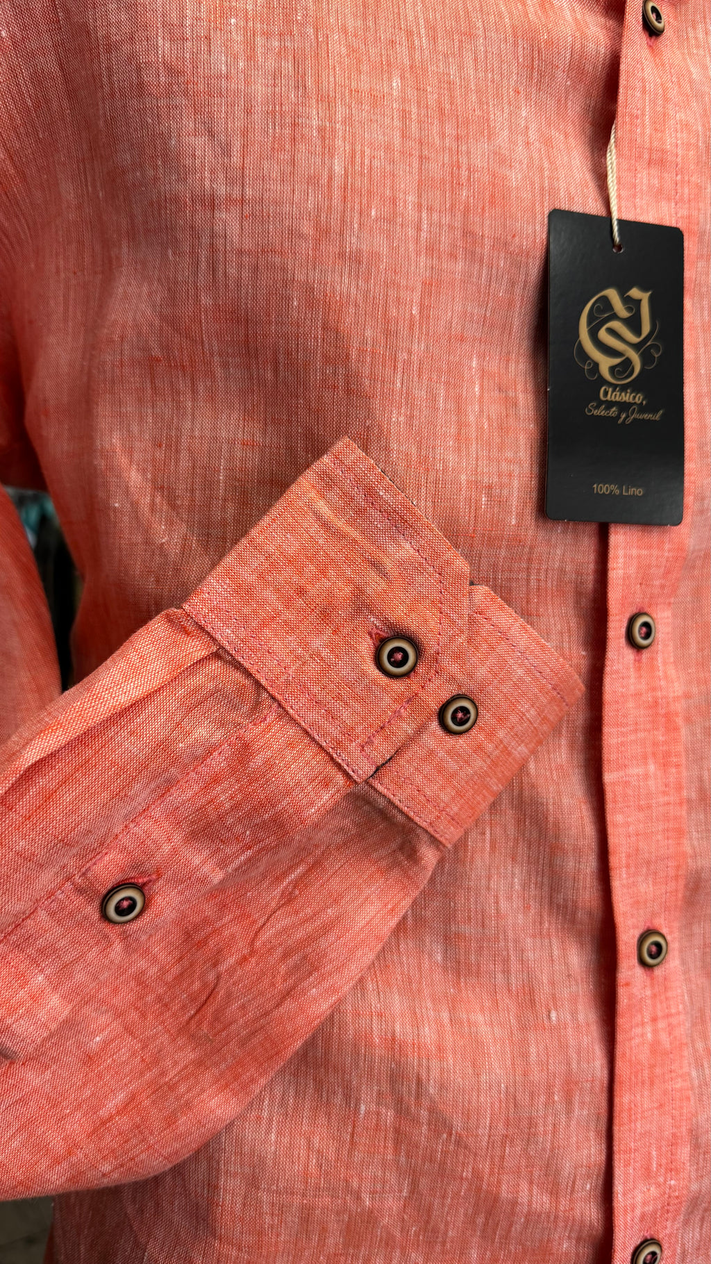 Camisa Color Naranja Jaspe 100% lino
