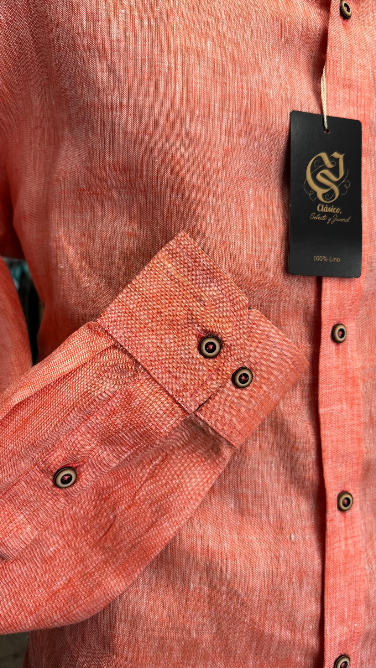 Camisa Color Naranja Jaspe 100% lino