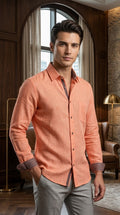 Camisa Color Naranja Jaspe 100% lino