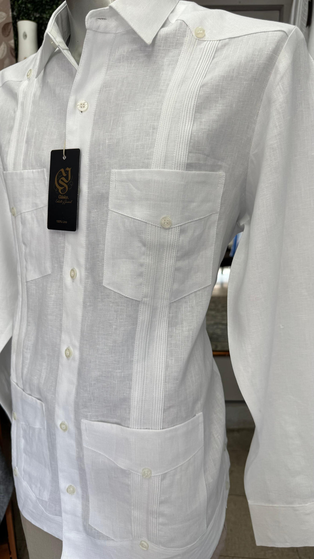 Guayabera Clásico Blanco 100% lino