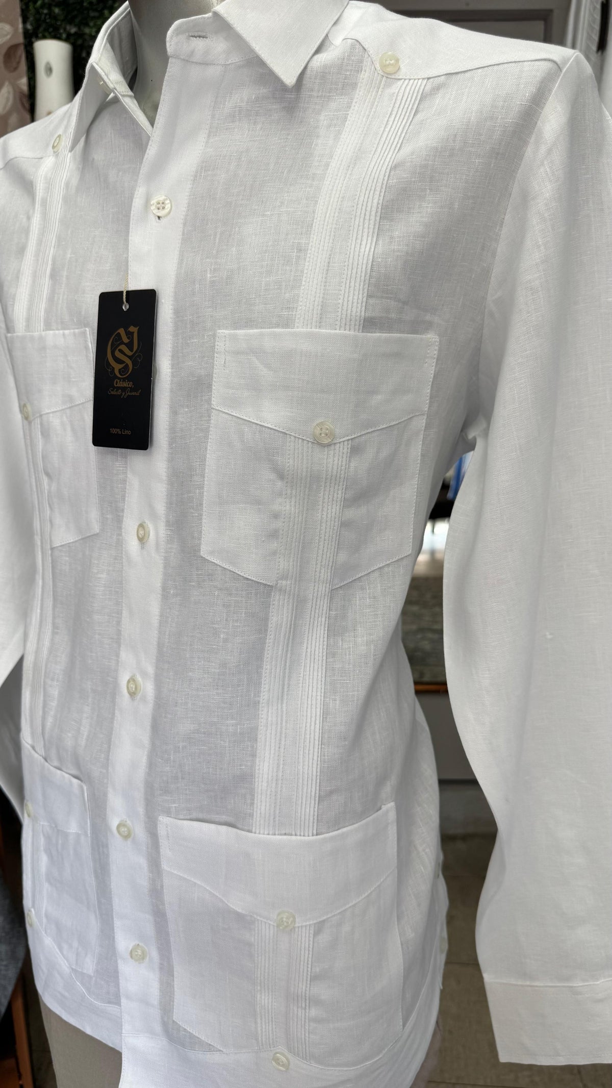 Guayabera Clásico Blanco 100% lino