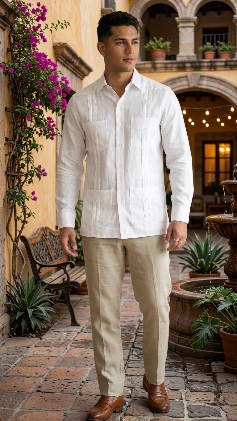 Guayabera Clásico Blanco 100% lino