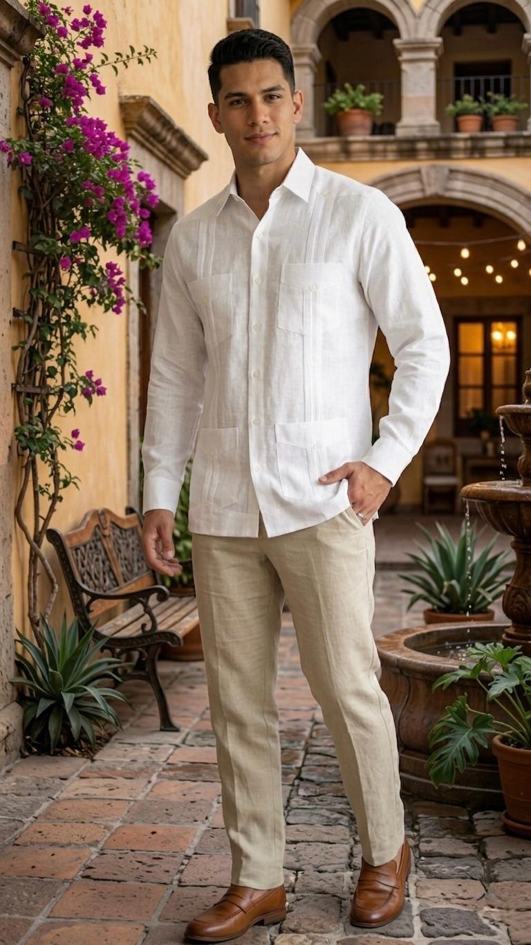 Guayabera Clásico Blanco 100% lino