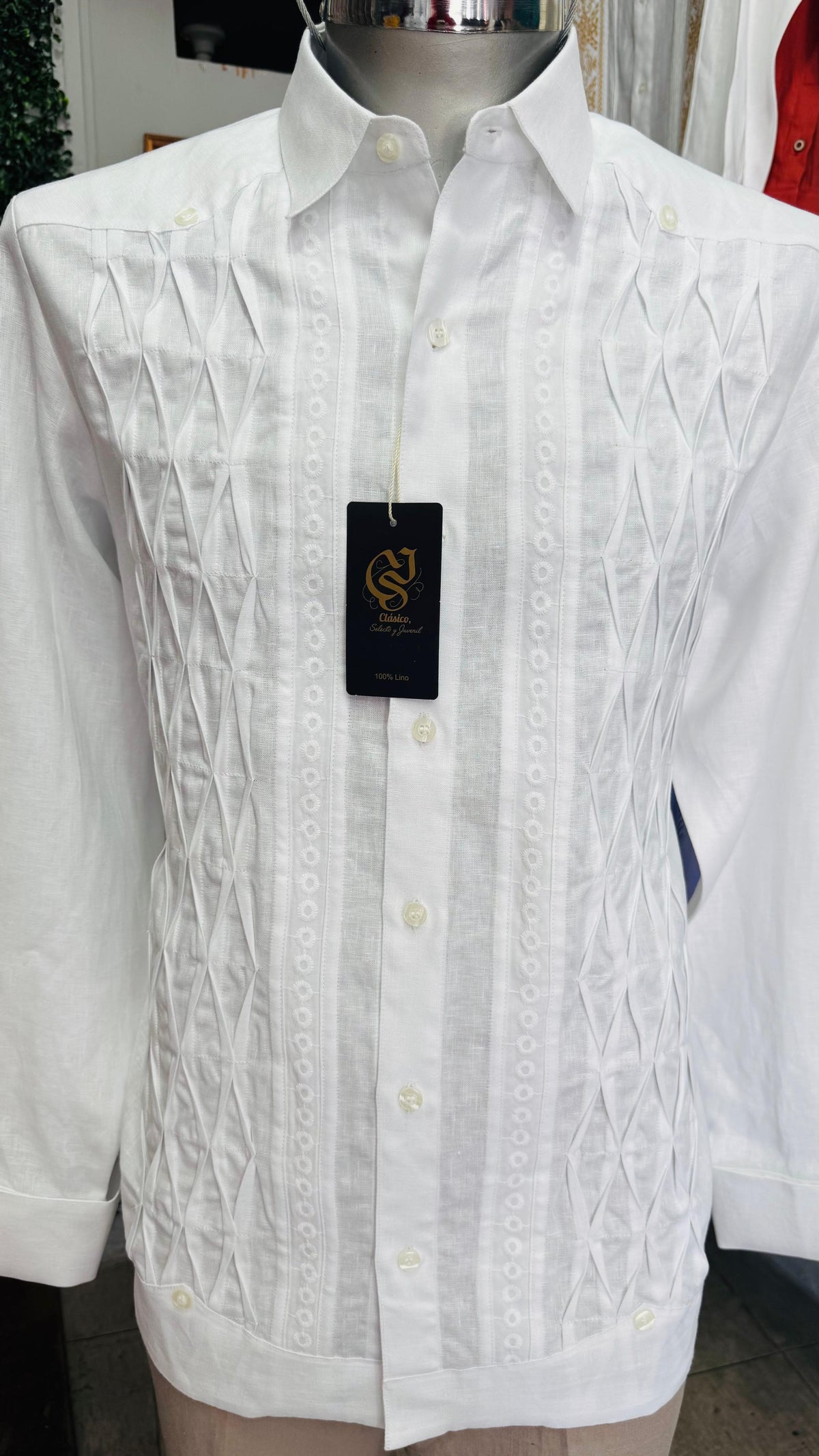 Guayabera Maya Blanco 100% lino