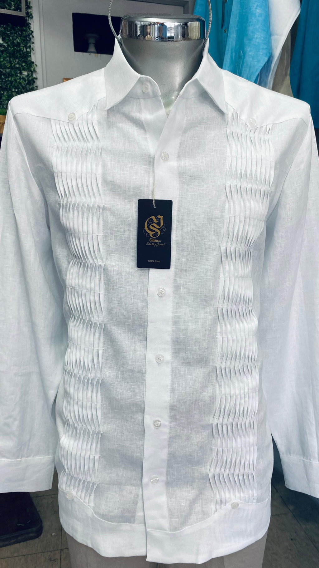 Guayabera Espiral Blanco 100% lino