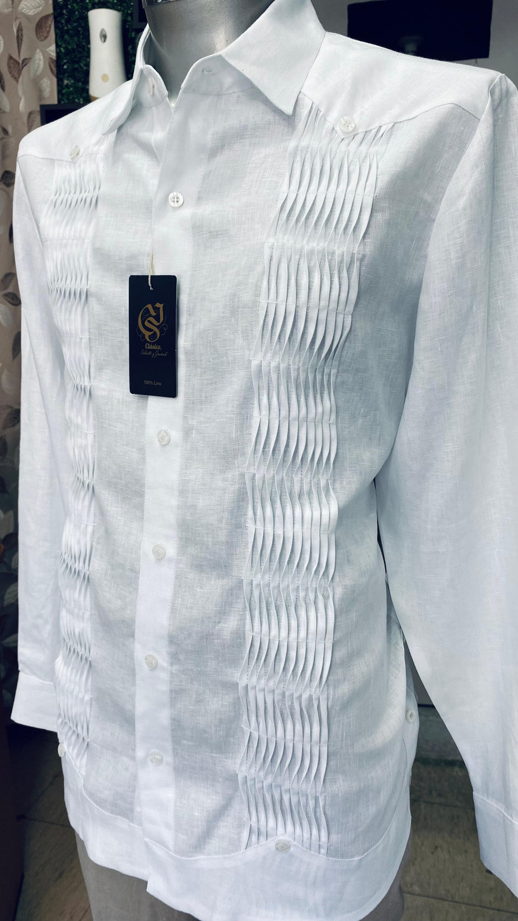Guayabera Espiral Blanco 100% lino