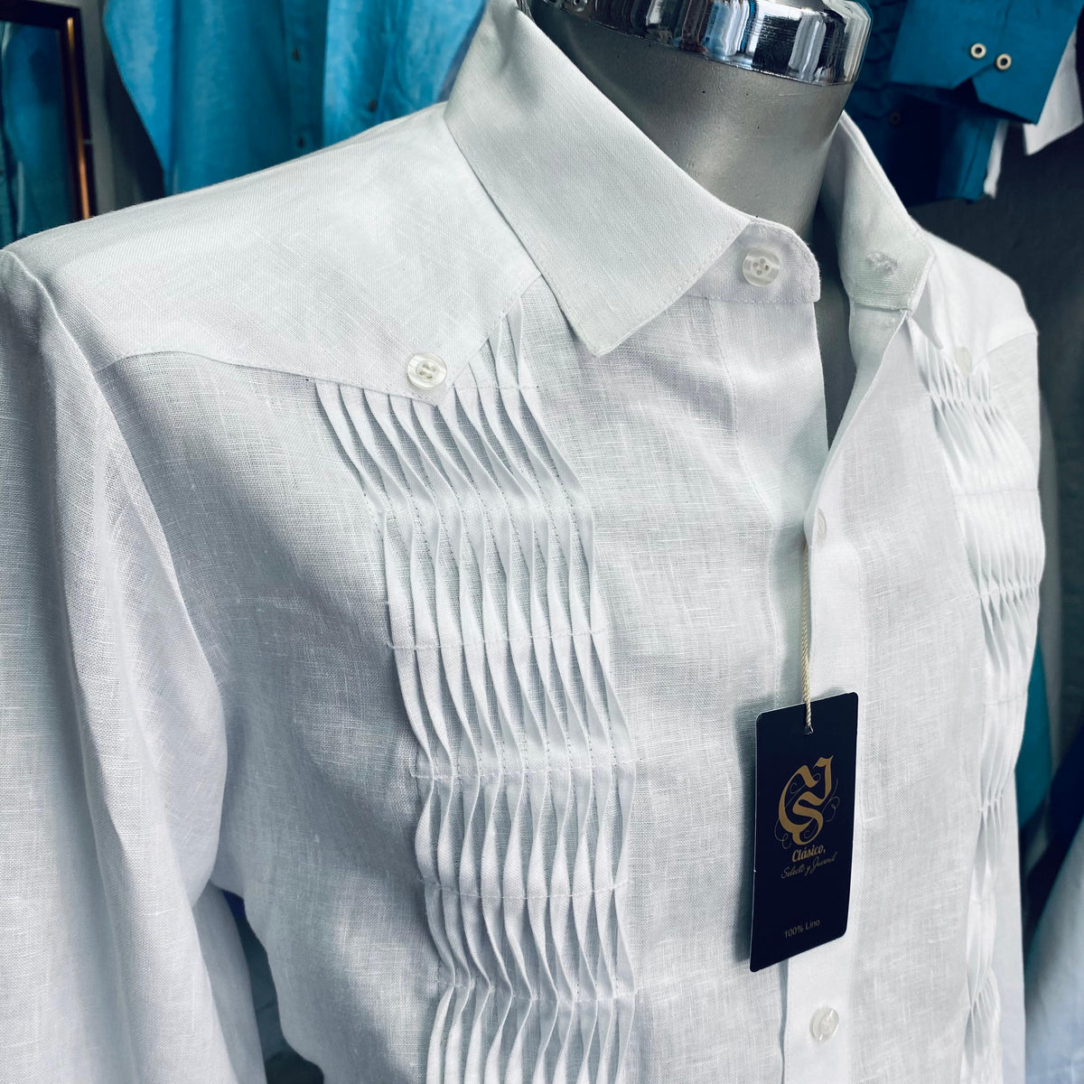 Guayabera Espiral Blanco 100% lino