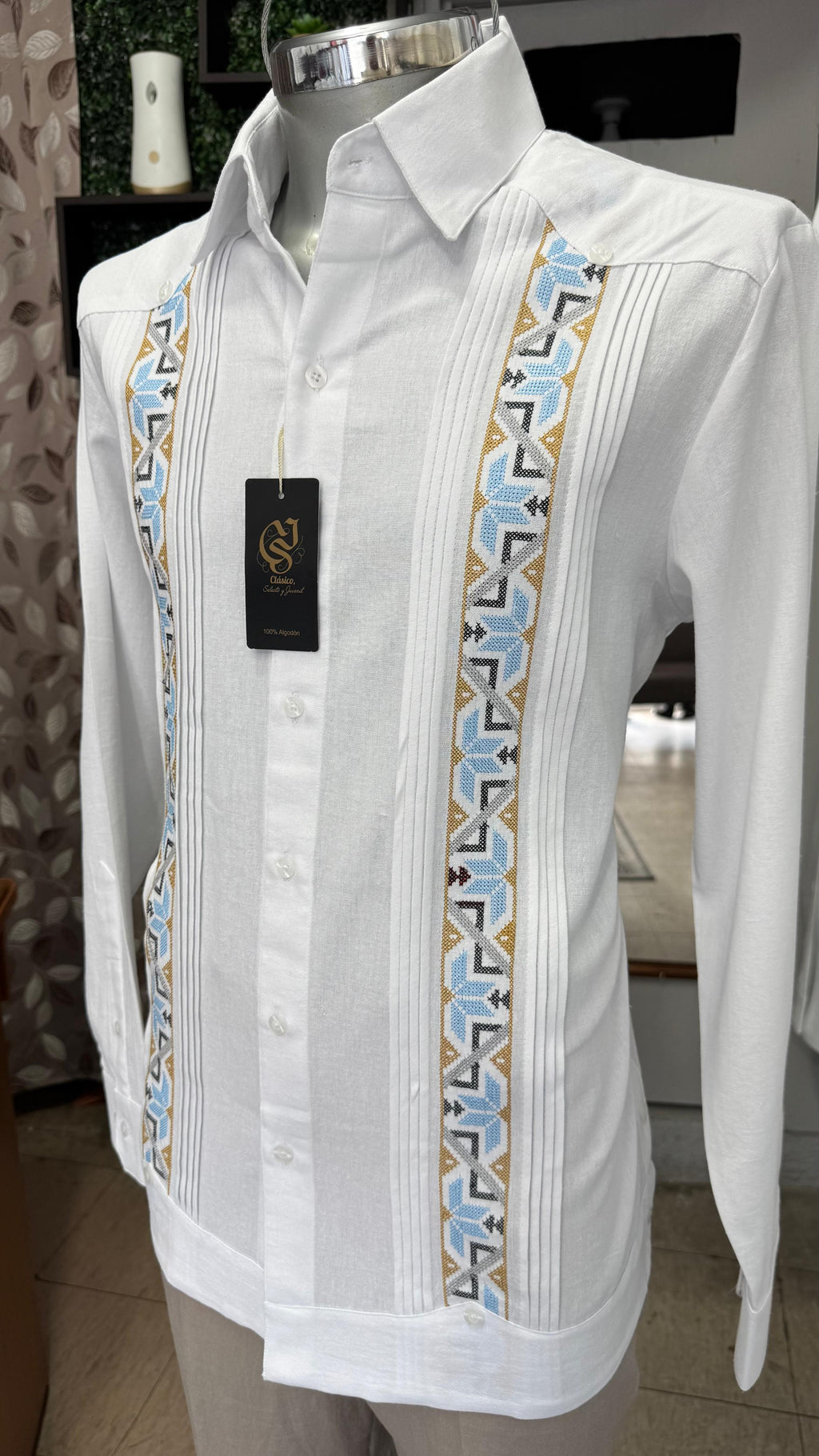 Guayabera Grecia Blanco Algodón