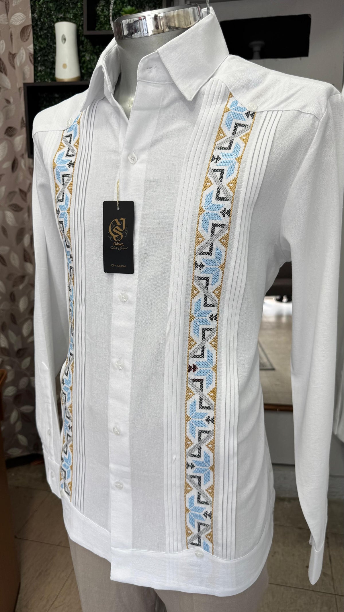Guayabera Grecia Blanco Algodón