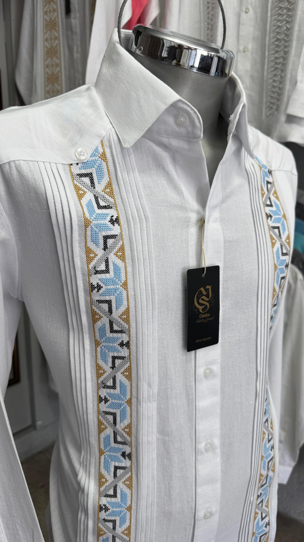 Guayabera Grecia Blanco Algodón