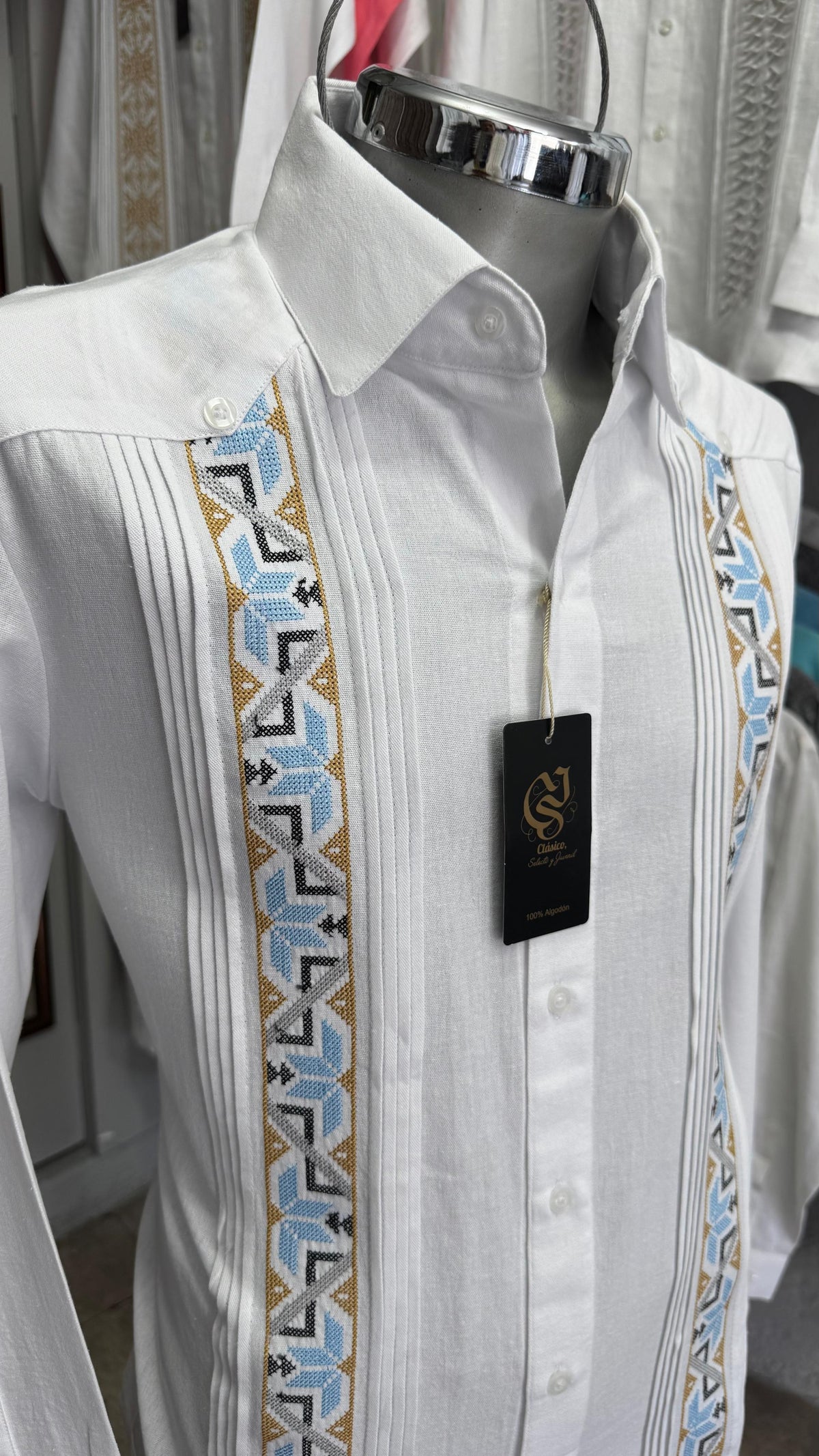 Guayabera Grecia Blanco Algodón