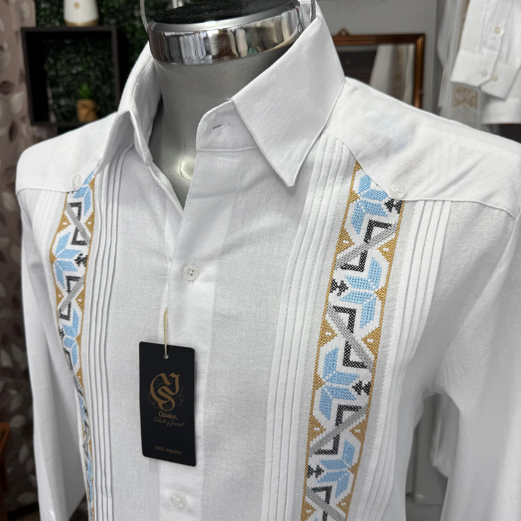Guayabera Grecia Blanco Algodón