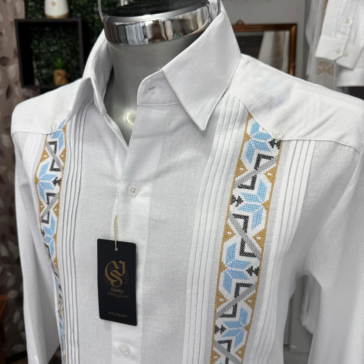 Guayabera Grecia Blanco Algodón