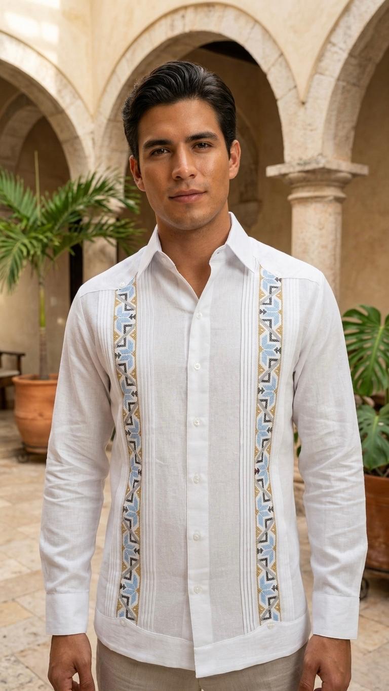 Guayabera Grecia Blanco Algodón