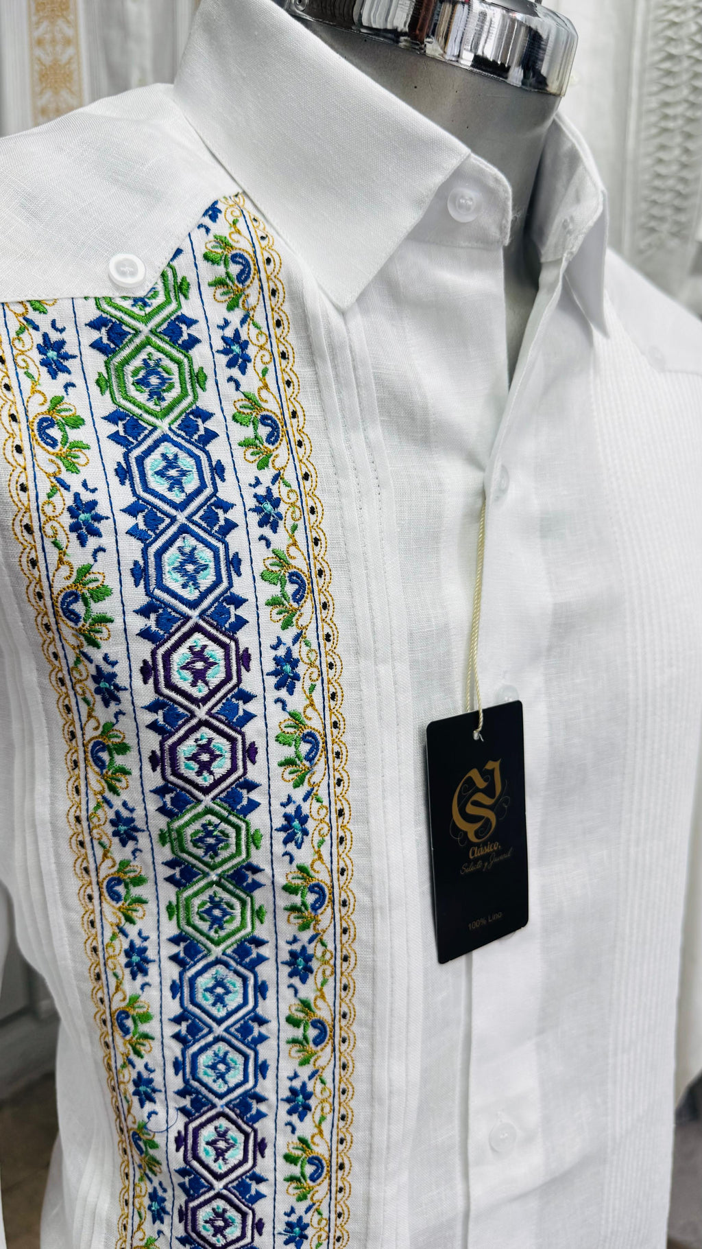 Guayabera Diamante Blanco 100% lino