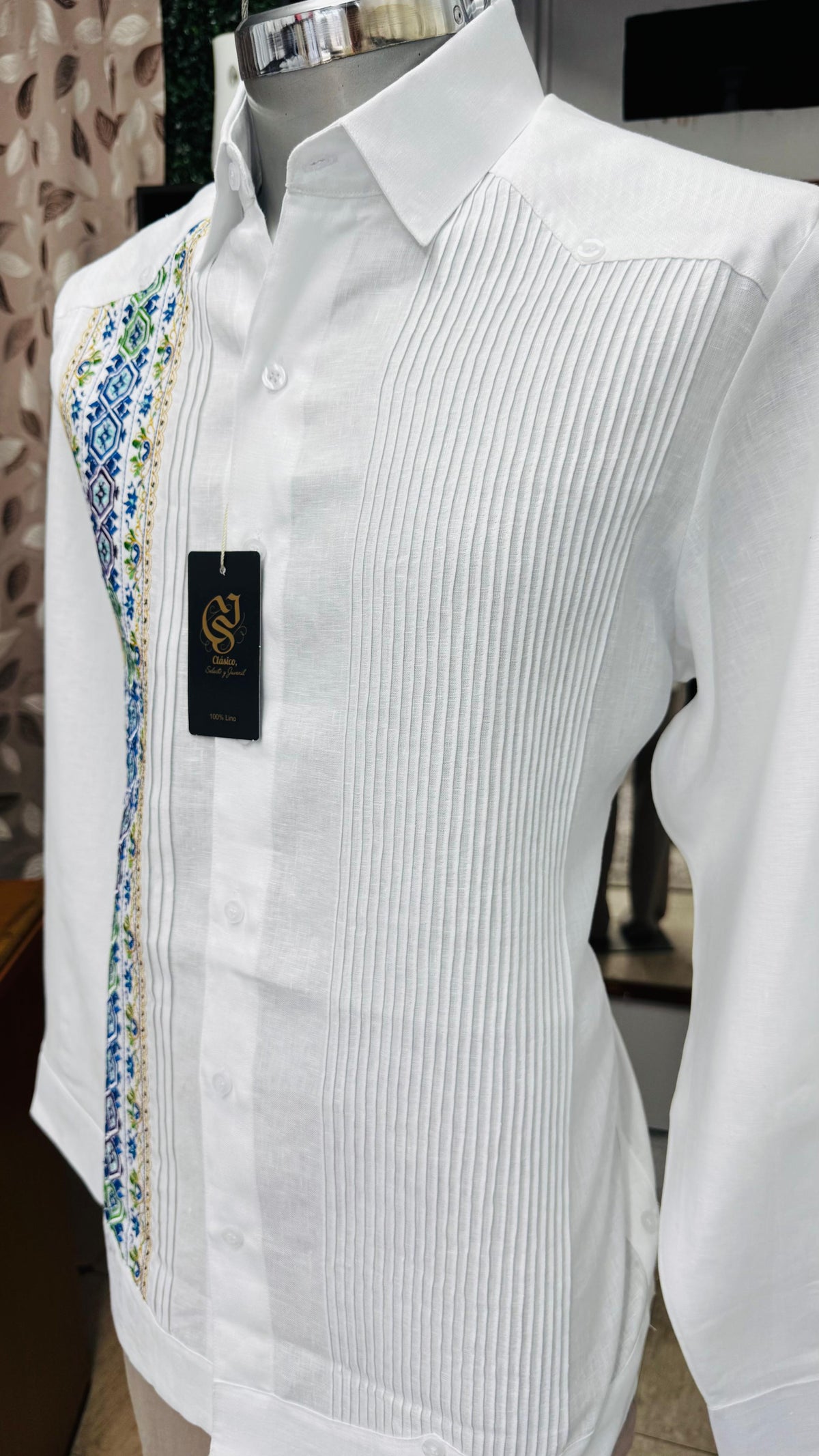 Guayabera Diamante Blanco 100% lino