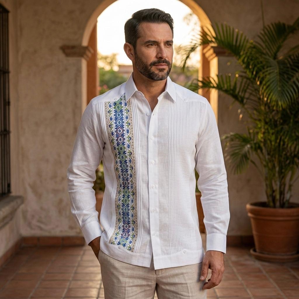 Guayabera Diamante Blanco 100% lino