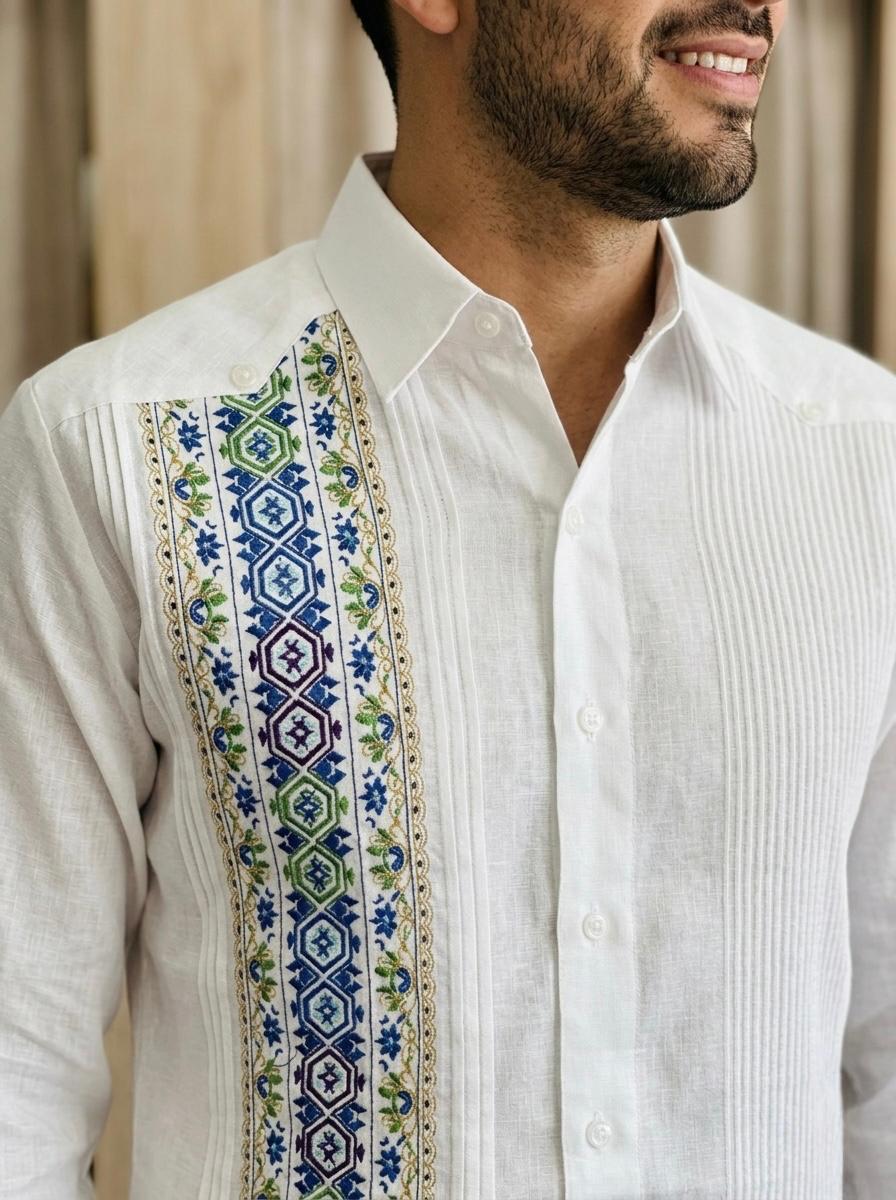 Guayabera Diamante Blanco 100% lino