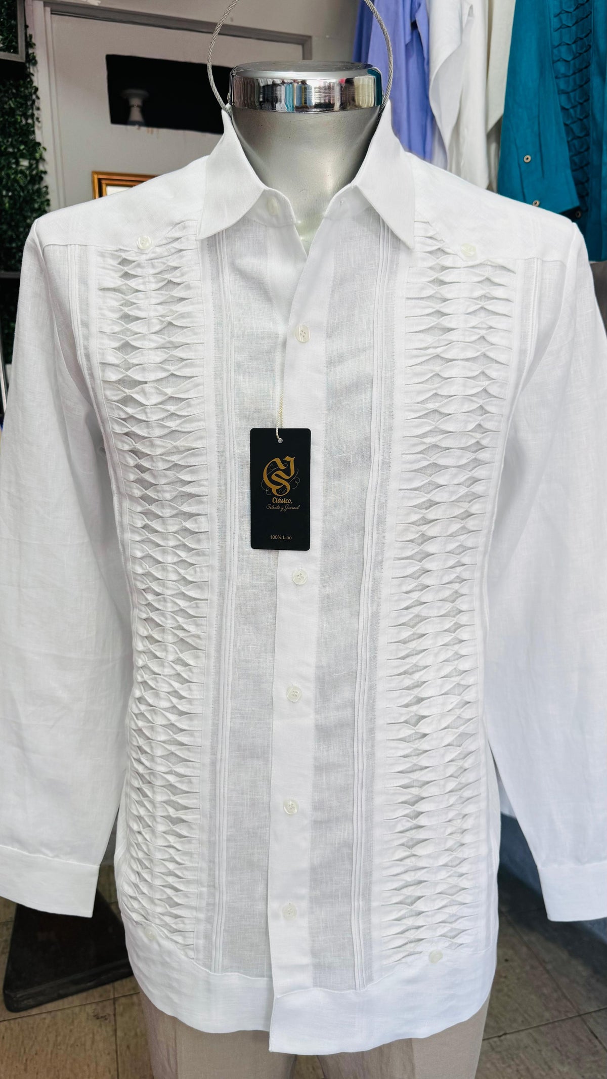 Guayabera Imperial Blanco 100% lino
