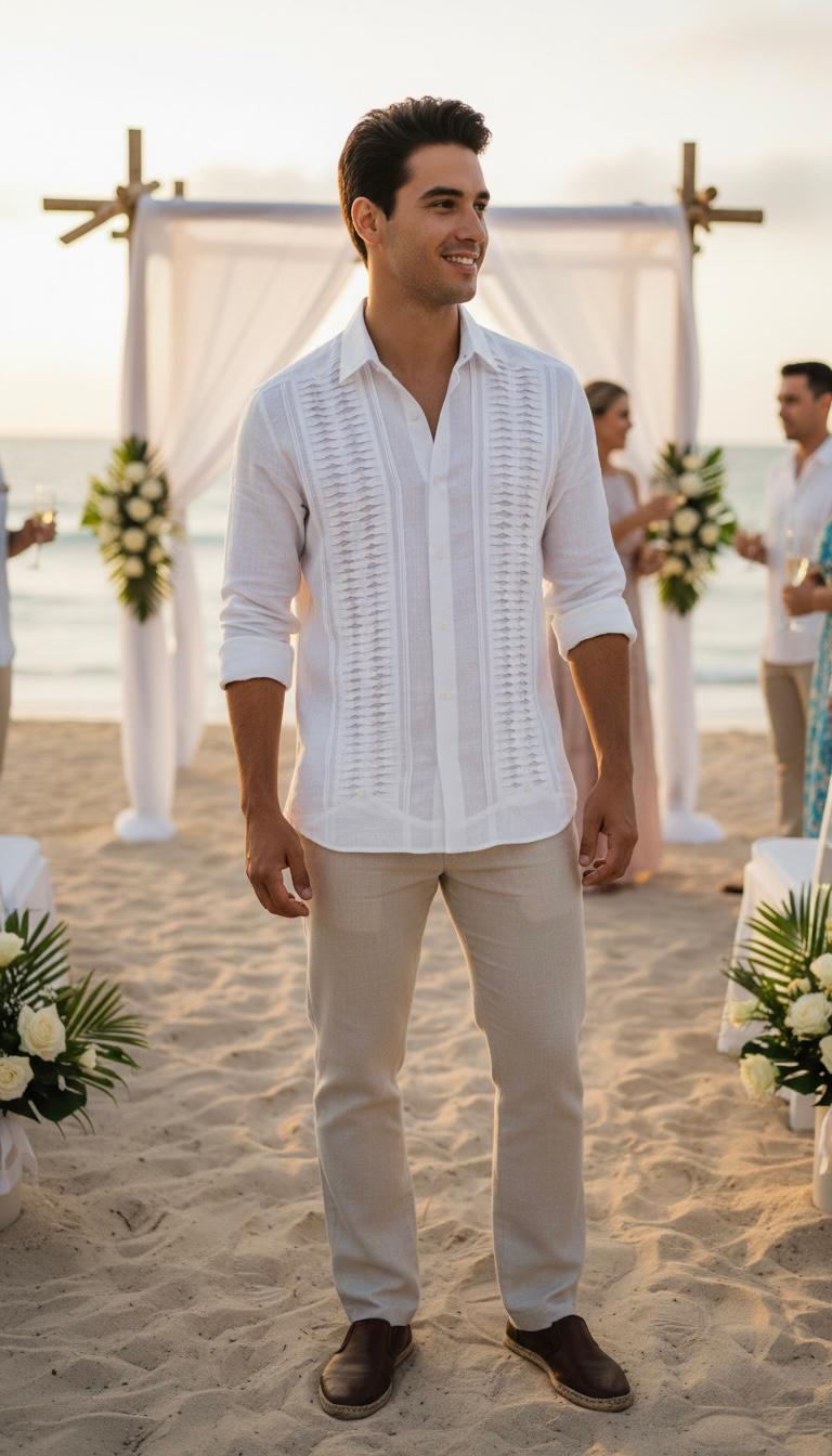 Guayabera Imperial Blanco 100% lino