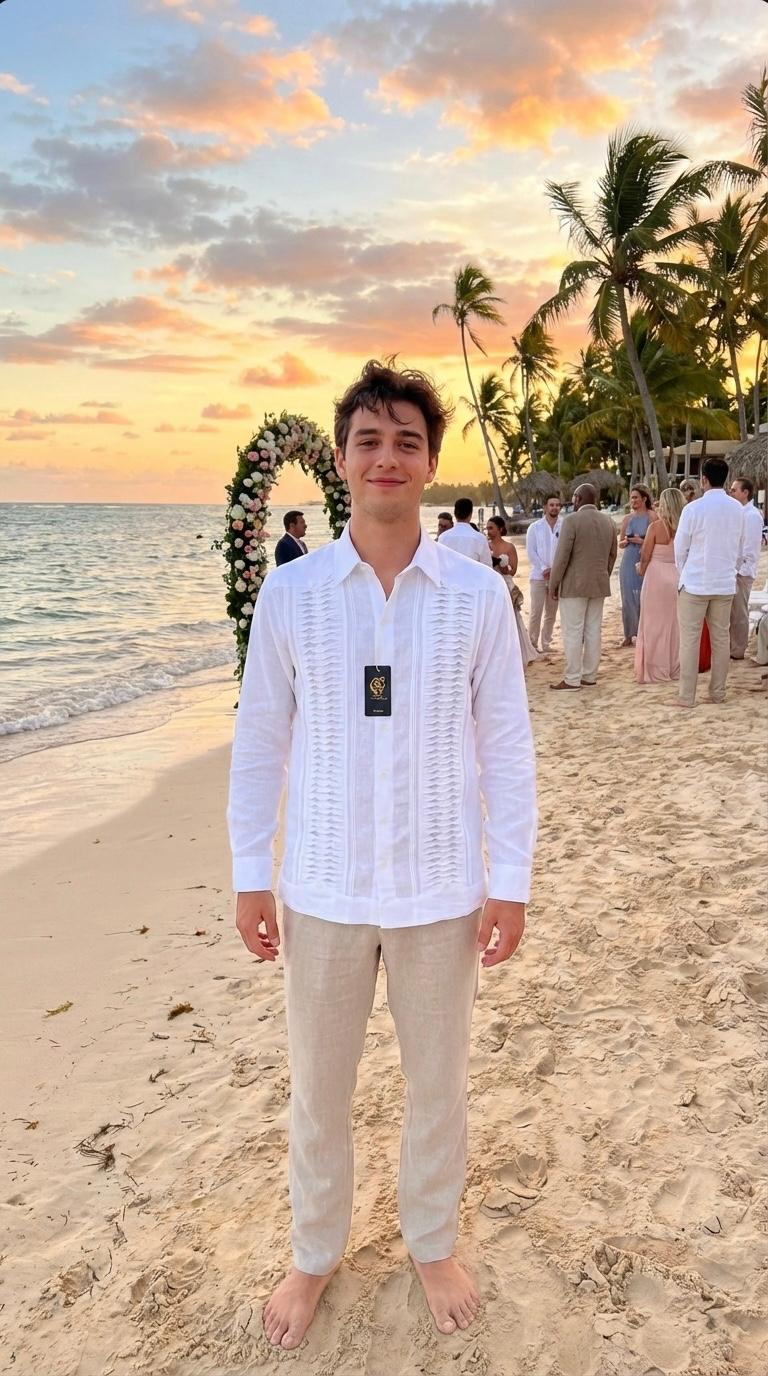 Guayabera Imperial Blanco 100% lino