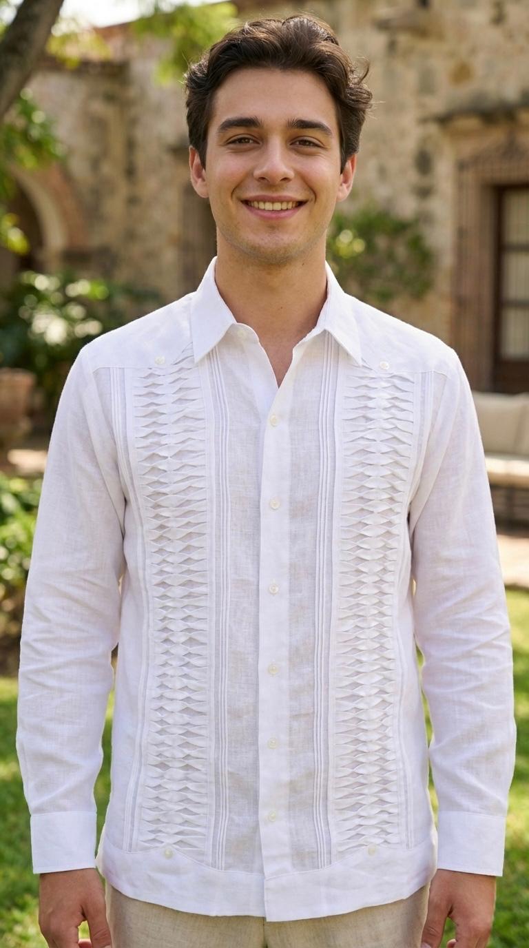Guayabera Imperial Blanco 100% lino