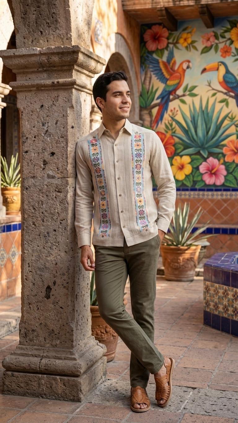 Guayabera Linaje Artesanal Arena 100% lino