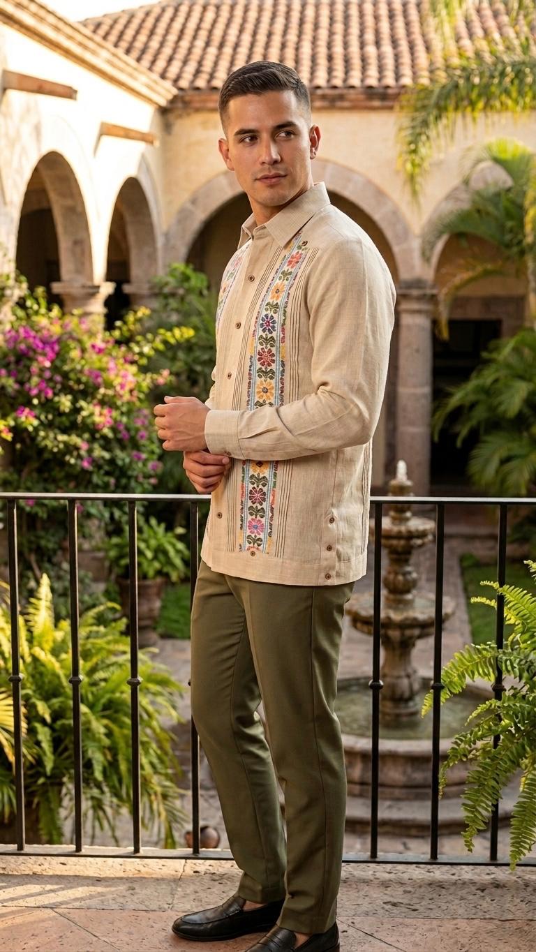 Guayabera Linaje Artesanal Arena 100% lino