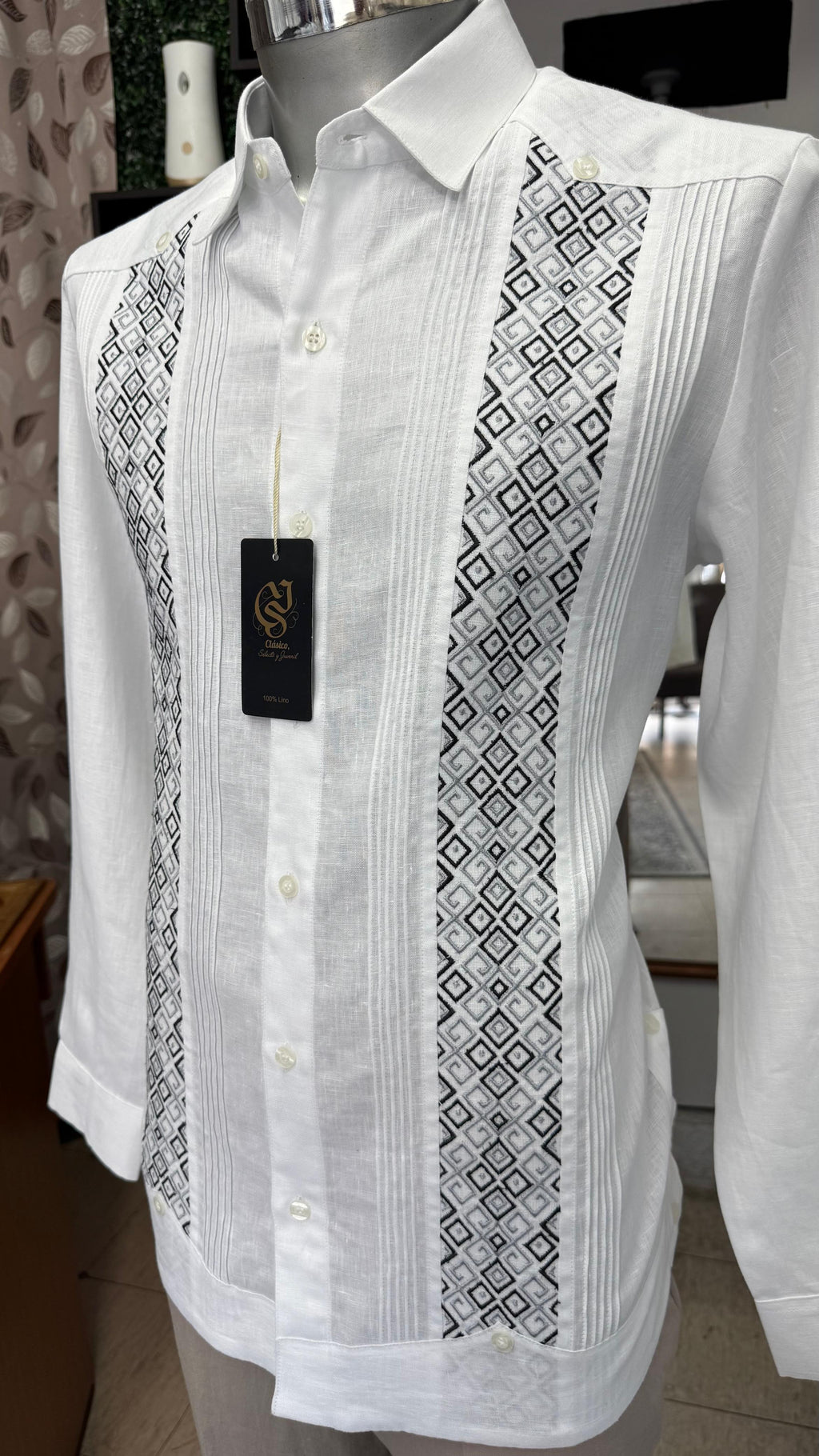 Guayabera Laberinto Blanco 100% lino