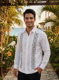 Guayabera Laberinto Blanco 100% lino