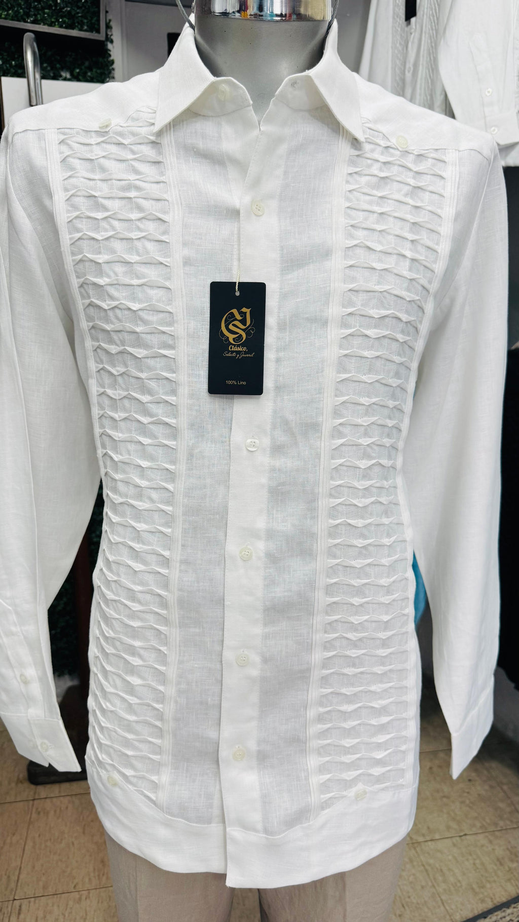 Guayabera Escama Blanco 100% lino