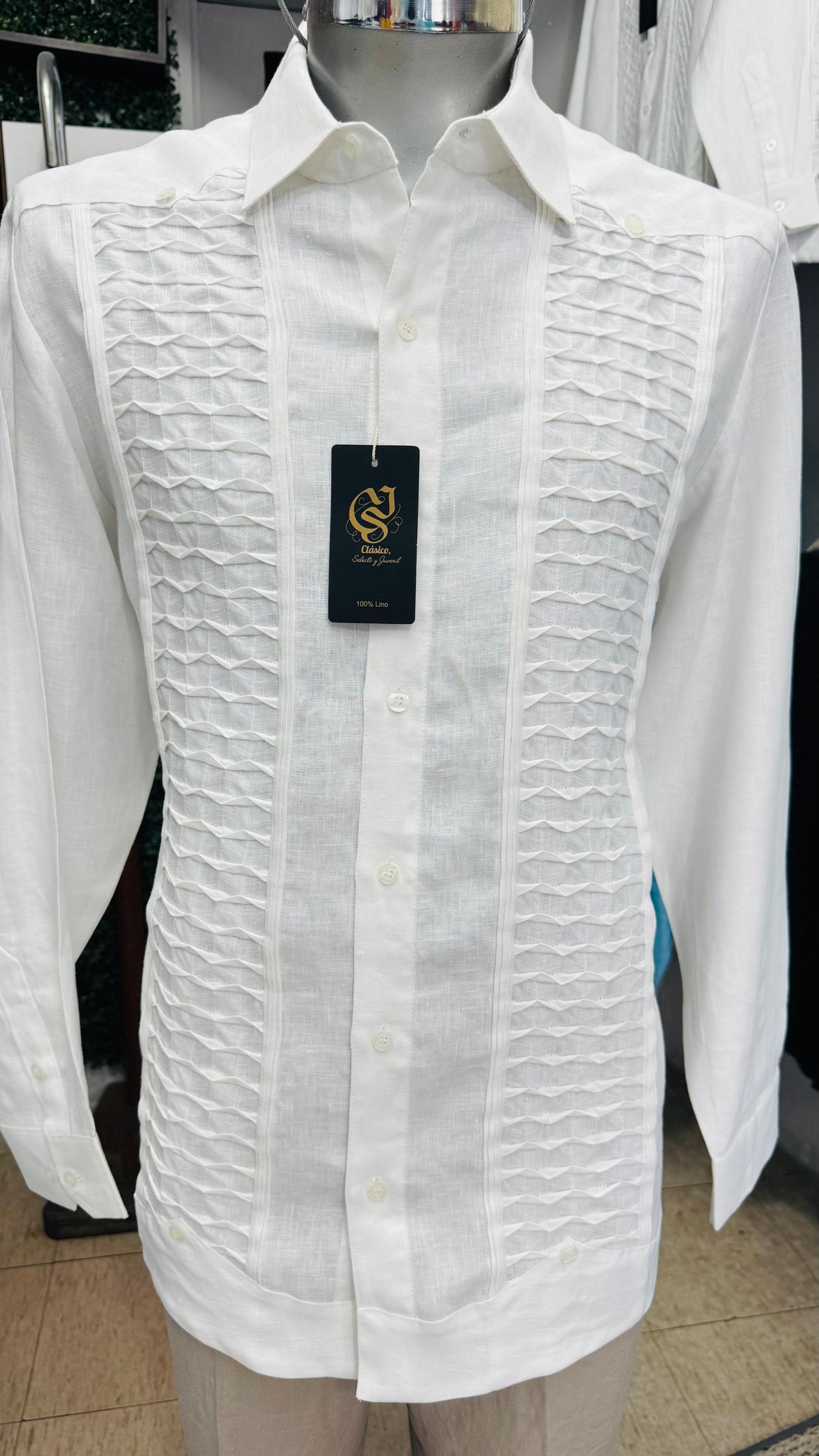 Guayabera Escama Blanco 100% lino