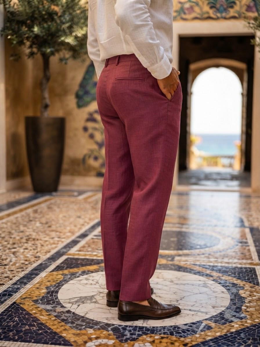 Pantalón Color Vino 100% lino