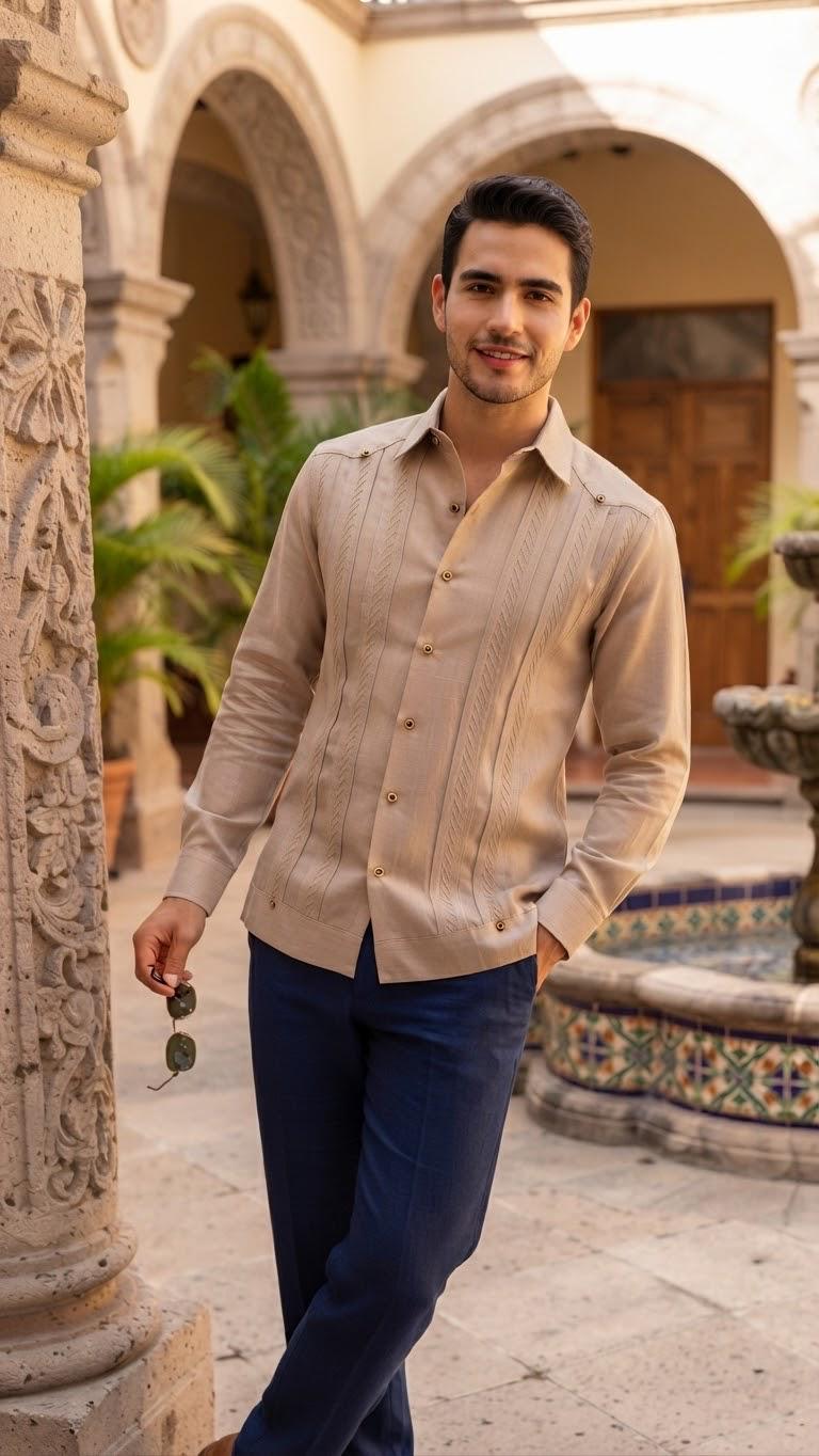 Guayabera Cizalla Caki 100% lino