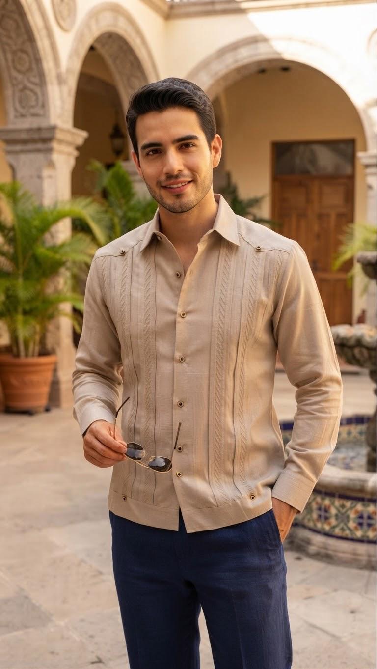 Guayabera Cizalla Caki 100% lino