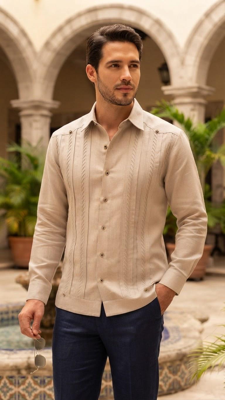 Guayabera Cizalla Caki 100% lino