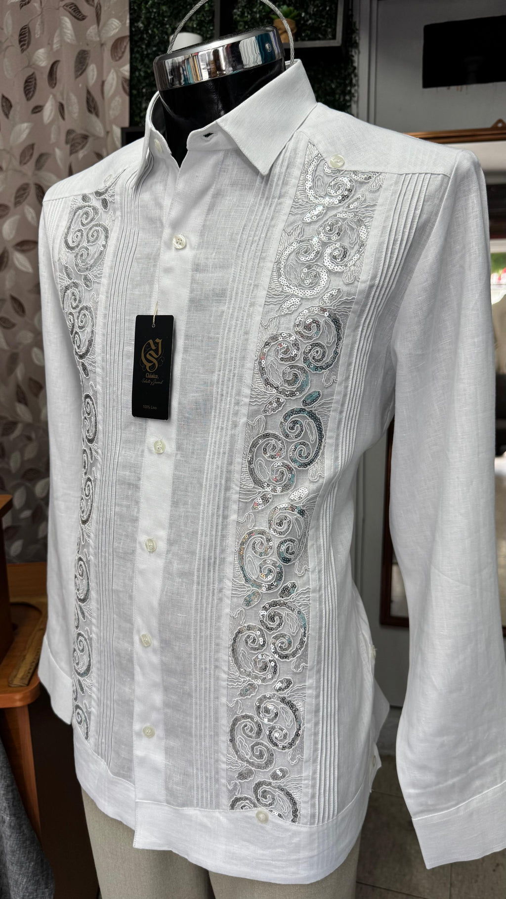 Guayabera Modelo CristaLino Blanco 100% lino