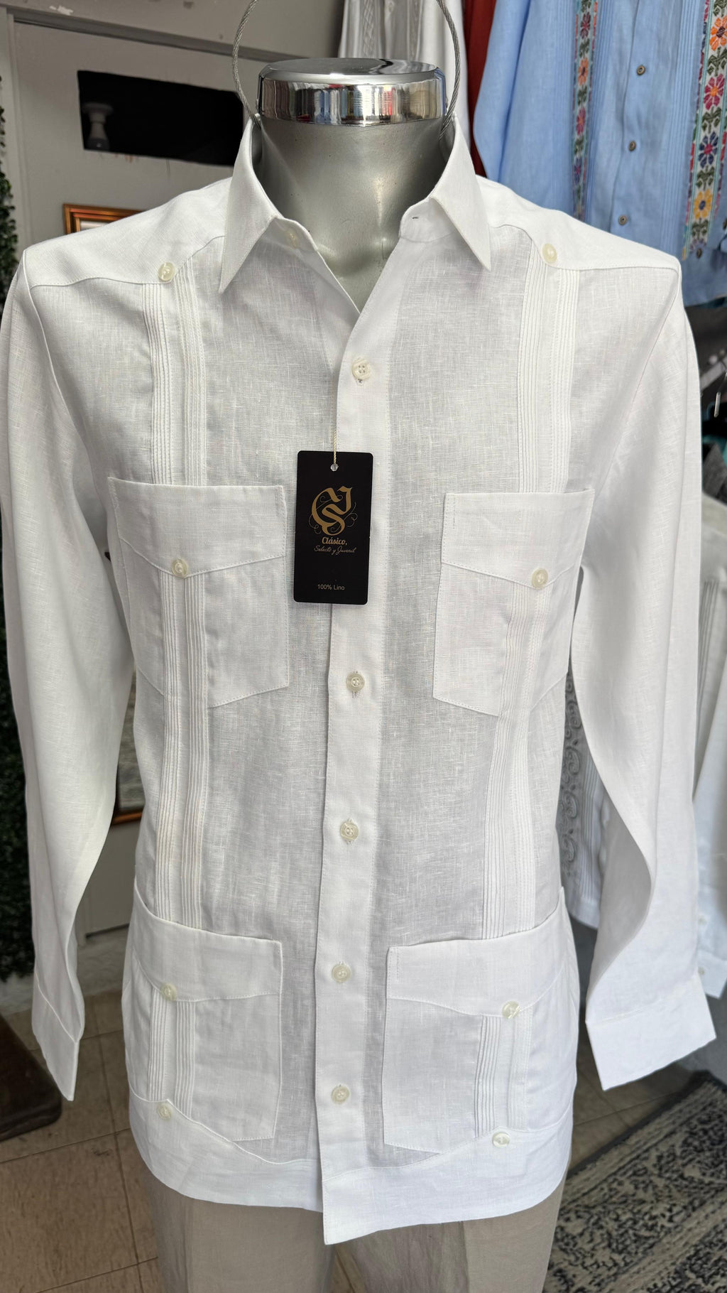 Guayabera Clásico Blanco 100% lino