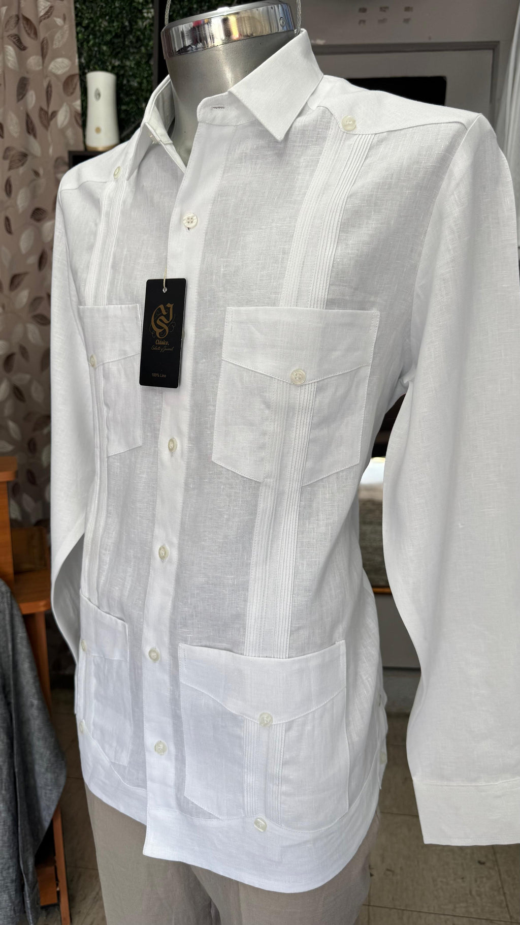Guayabera Clásico Blanco 100% lino