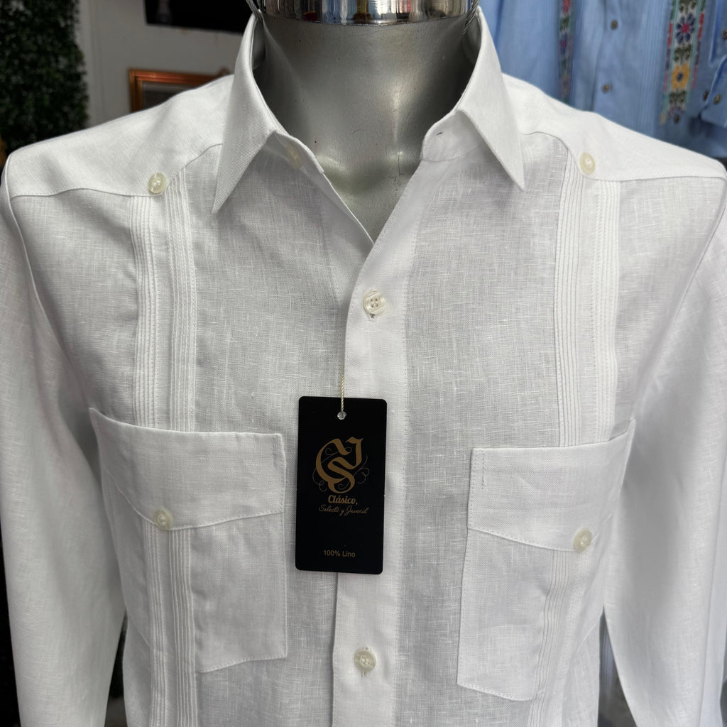 Guayabera Clásico Blanco 100% lino