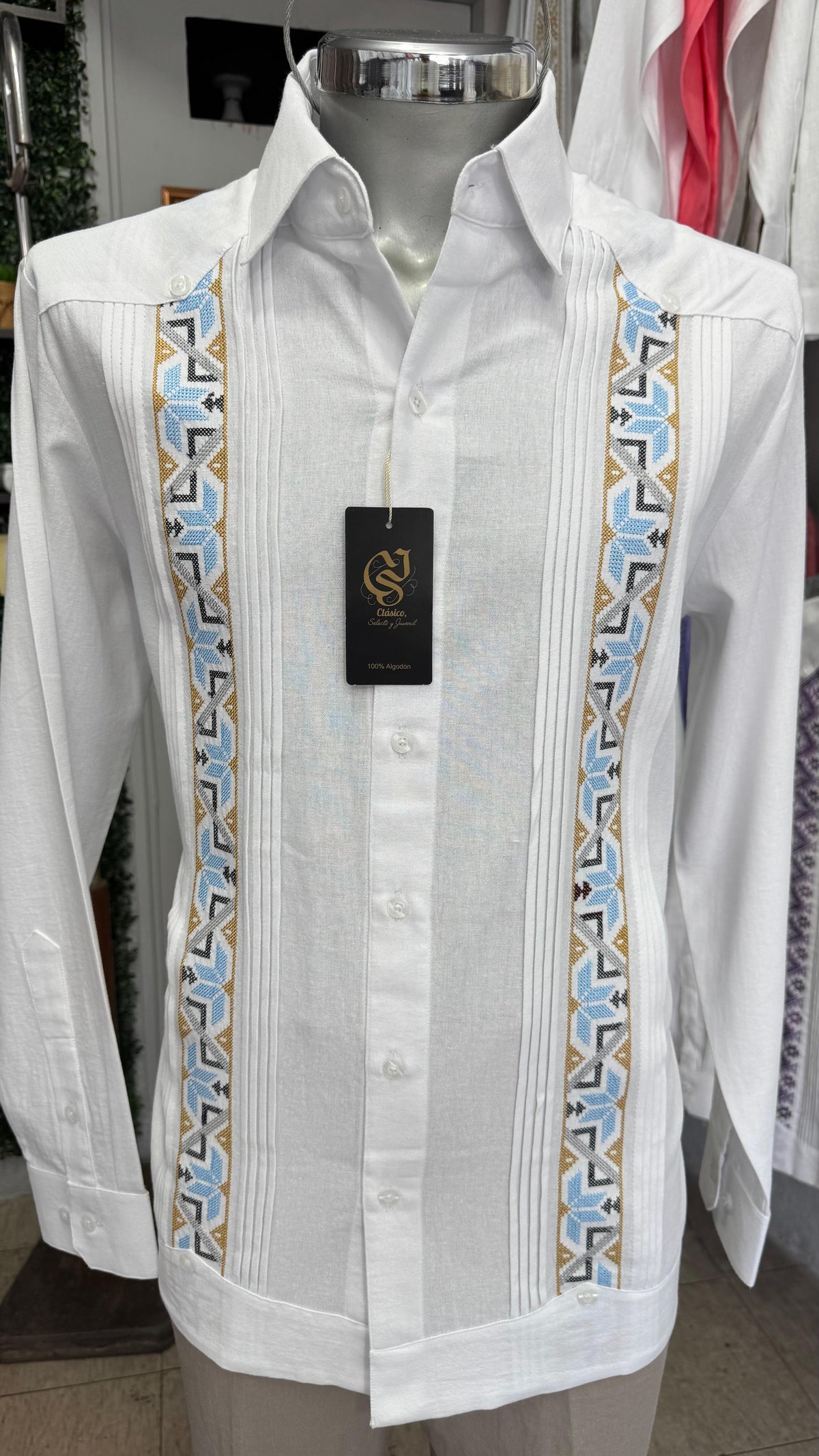 Guayabera Grecia Blanco Algodón