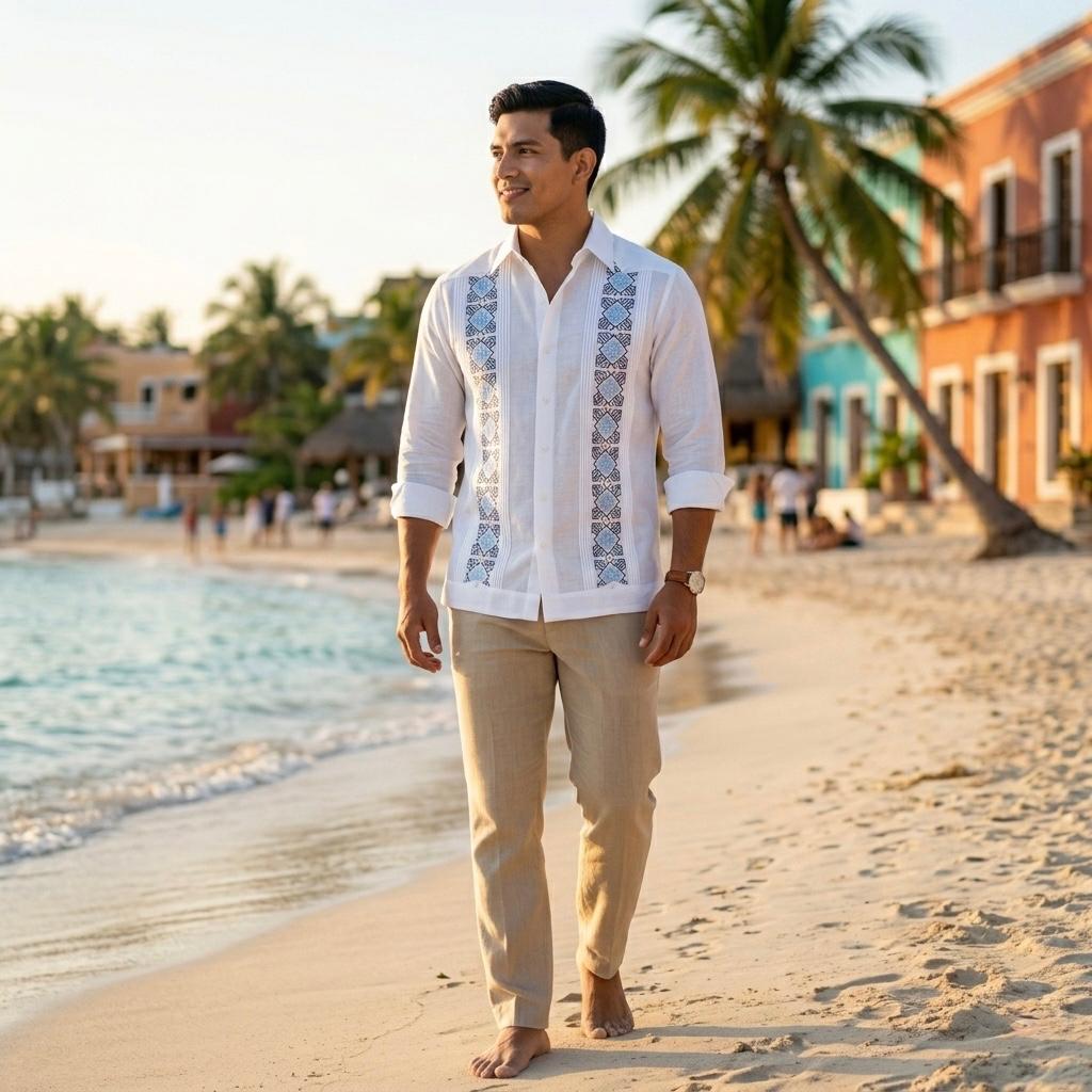 Guayabera Prisma Blanco Algodón