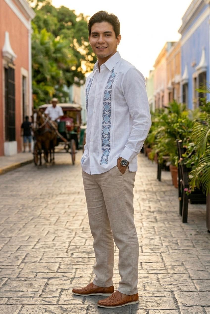 Guayabera Prisma Blanco Algodón