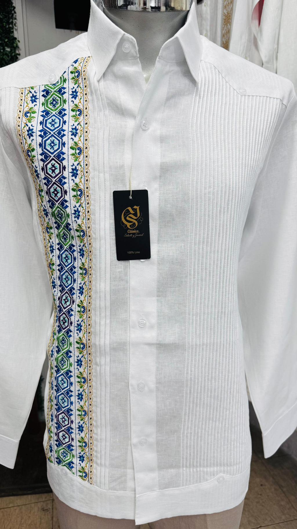 Guayabera Diamante Blanco 100% lino