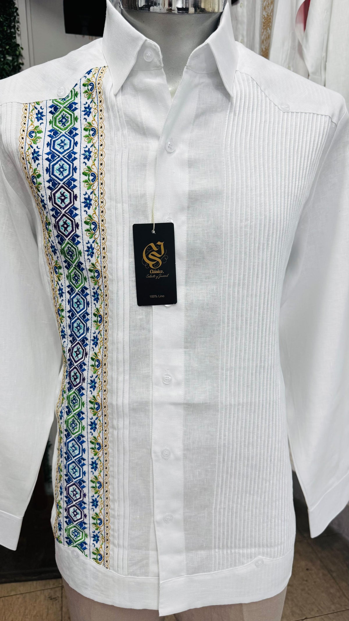 Guayabera Diamante Blanco 100% lino