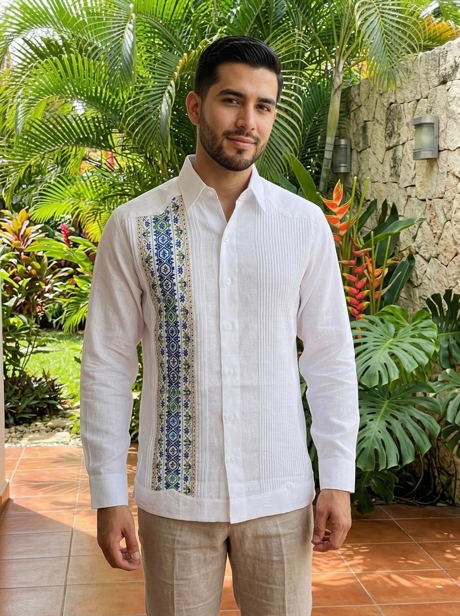 Guayabera Diamante Blanco 100% lino