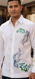 Guayabera Koi Blanco 100% lino
