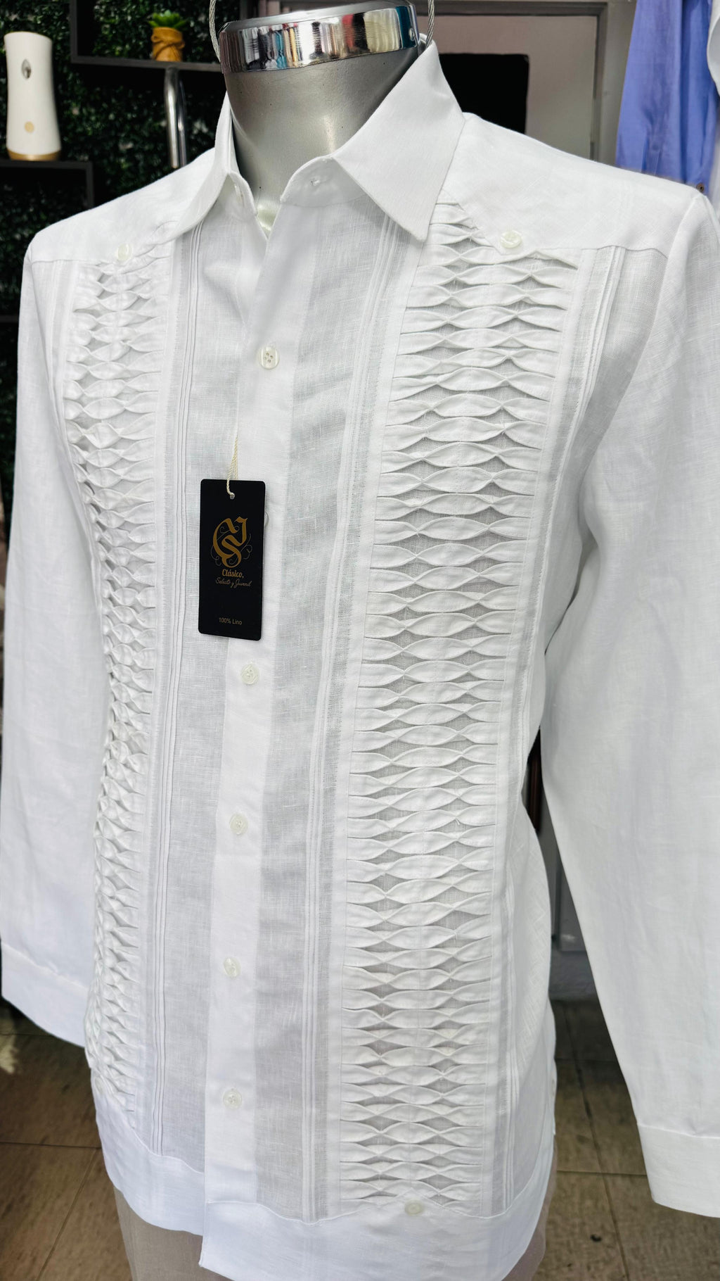 Guayabera Imperial Blanco 100% lino