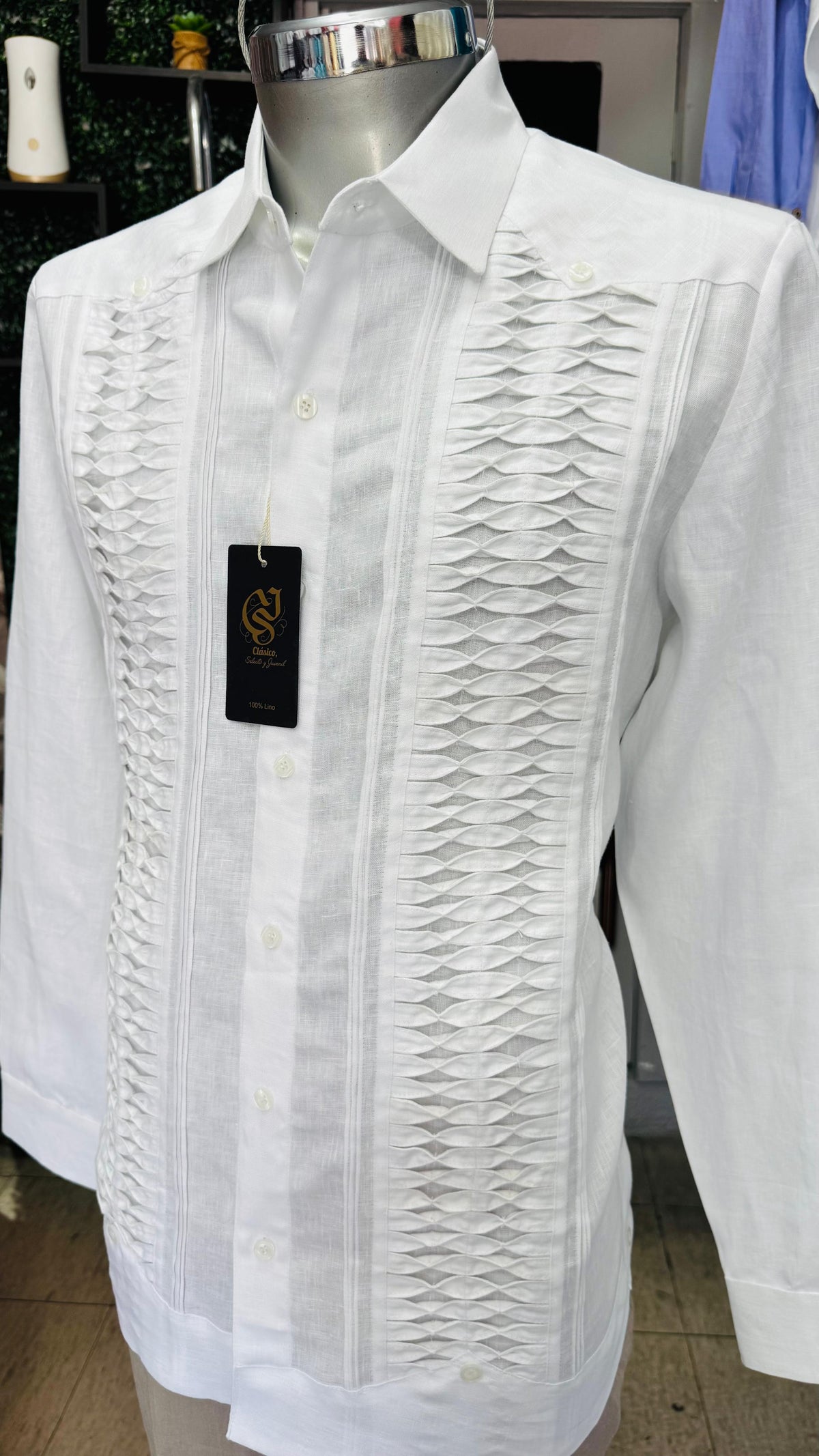 Guayabera Imperial Blanco 100% lino